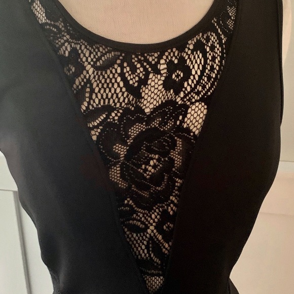 JUST FAB SMALL BLACK PEPLUM DRESS NEW w/tags. Back cutout and mesh details - Picture 4 of 16